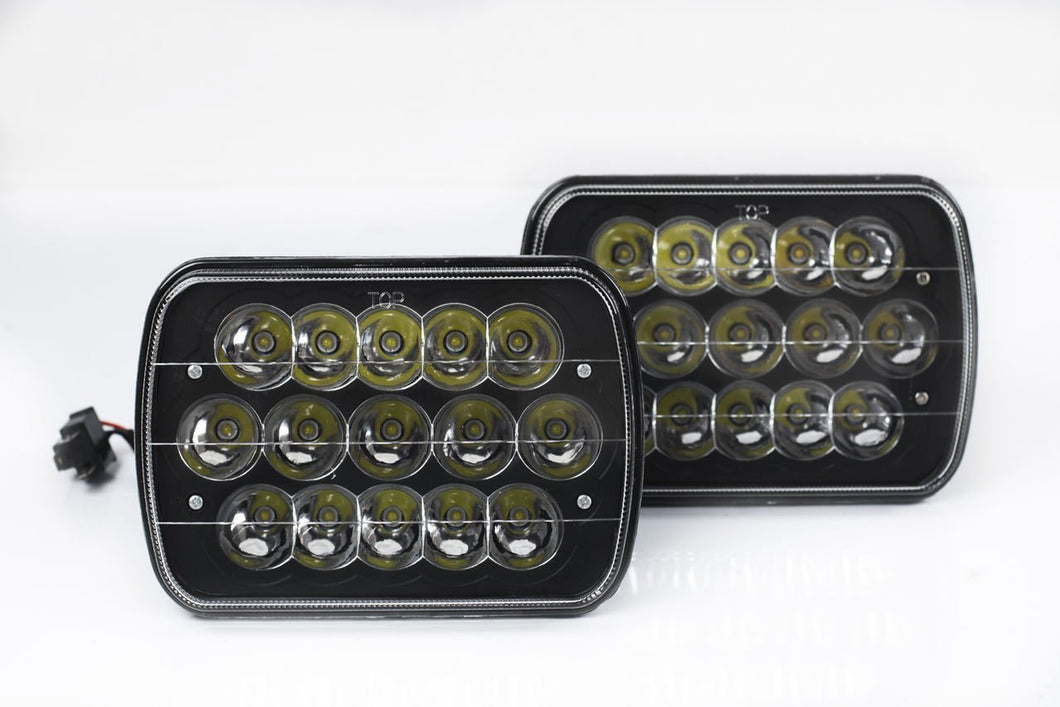 7x6 Black LED Headlights