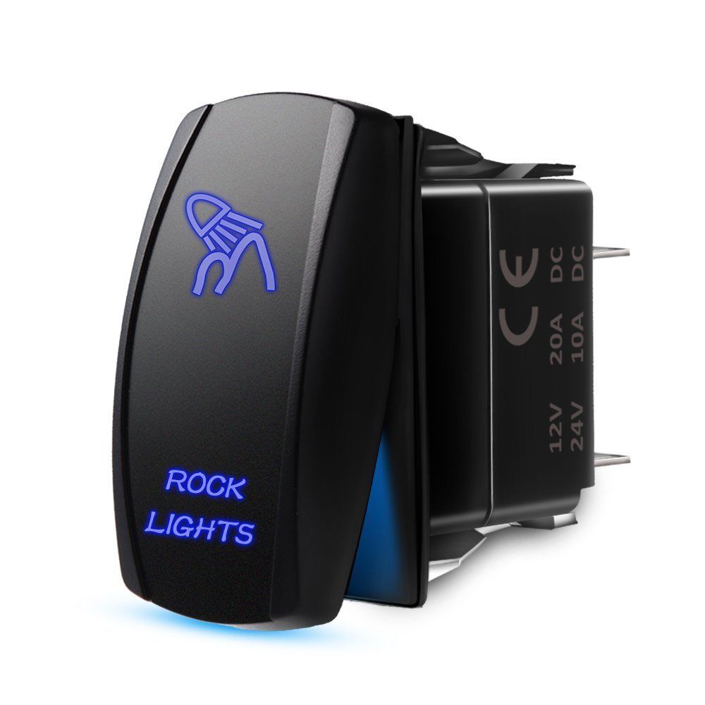 Blue LED Rocker Switch ON-OFF LED Light 20A 12V 5pin